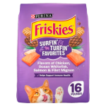 Purina Friskies Dry Cat Food for Adult Cats & Kittens, Surfin’ & Turfin