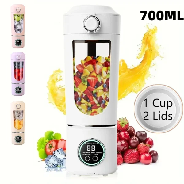 New Portable Juice Maker Blender for Shakes Smoothies 700ML Durable Juicers Steel Blades 2 In 1 Blender Bottle Smoothie Portable 1