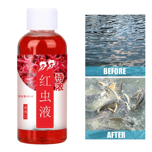 60ML Liquid Blood Worm Scent Fish Attractant Concentrated Red Worm Liquid Fish Bait Additive Perch Catfish Fishing Accessories 2