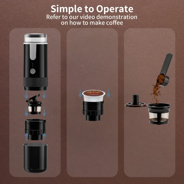 2024 New Portable Coffee Machine Coffee Maker Electric Capsule Ground Coffee Brewer Fit For Coffee Powder and Coffee Capsul 3