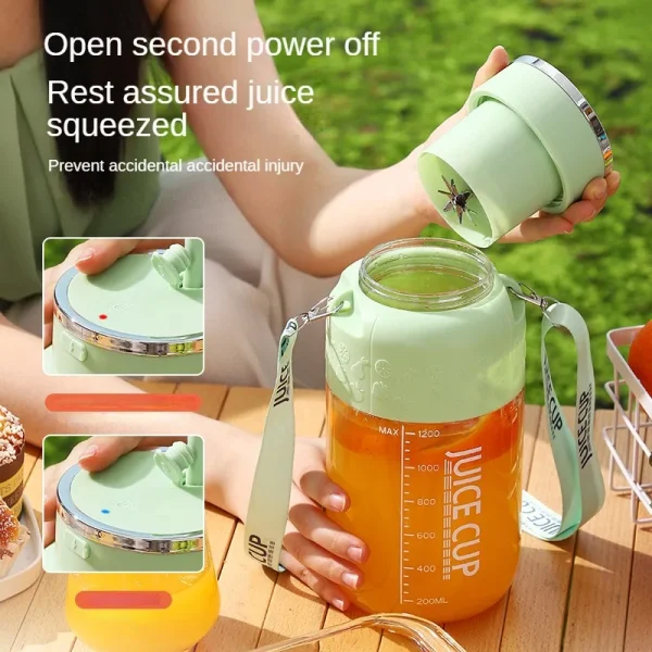 1200ml Electric Fruit Juicer 14 Blade Portable Home USB Rechargeable Sports Bottle Juicing Cup Mixer for Shakes and Smoothies 4