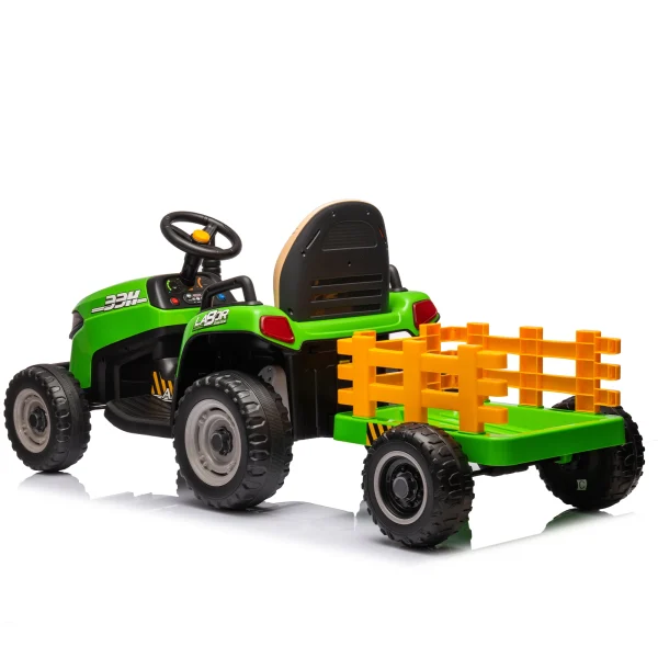 12V kids ride on electric tractor toy with parental controls, 2WD, non-slip tires, airbag horn, LED, for ages 3 + 4