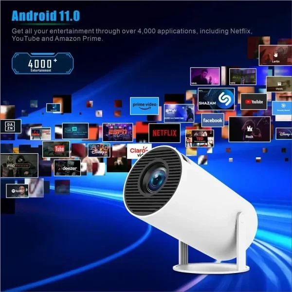 2024 new HY300 Pro plus Projector Android 4K 1280*720P Dual Wifi  Video  Portable Outdoor home hd led proyector cine en casa 4