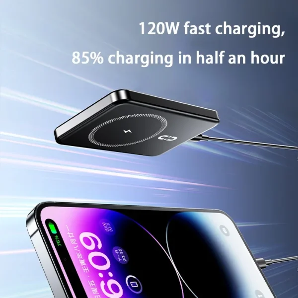 100000mAh Magsafe Charger Power Bank Thin and Light Portable Magnetic Wireless Fast Charging Power Bank Suitable for iPhone 5