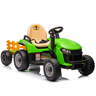 12V kids ride on electric tractor toy with parental controls, 2WD, non-slip tires, airbag horn, LED, for ages 3 +