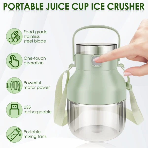 New Electric Portable Blender 1000ML Juicer Fruit Mixers USB Smoothie Juicer Cup w Straw Shoulder Strap Squeezer Juice Maker 3