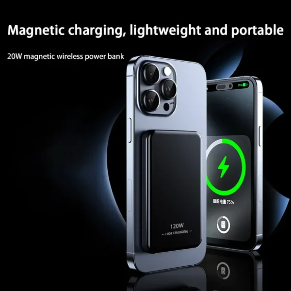 100000mAh Magsafe Charger Power Bank Thin and Light Portable Magnetic Wireless Fast Charging Power Bank Suitable for iPhone 2