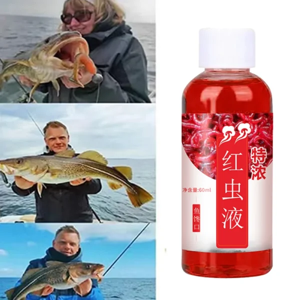 60ML Liquid Blood Worm Scent Fish Attractant Concentrated Red Worm Liquid Fish Bait Additive Perch Catfish Fishing Accessories 3