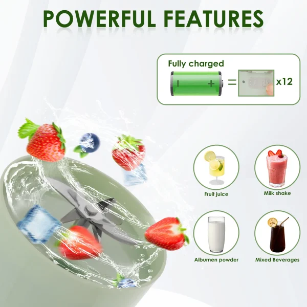 New Electric Portable Blender 1000ML Juicer Fruit Mixers USB Smoothie Juicer Cup w Straw Shoulder Strap Squeezer Juice Maker 2