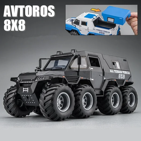 1:24 Alloy Diecast Russia Conqueror Shaman 8x8 SUV Car Model Armored Off-road 8Wheels Police Car Vehicle Model For Children Gift 2