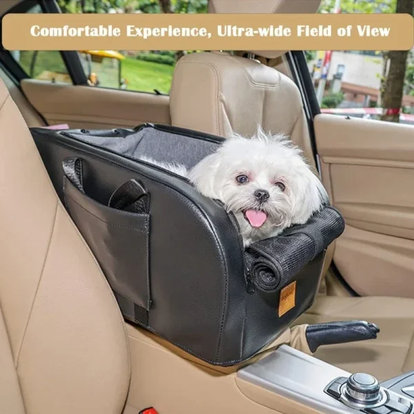 Dog Car for Seat Puppy Booster for Seat Fits Small Dogs Removable Cushion Safety Hook Installs on Armrest Console Breath 4