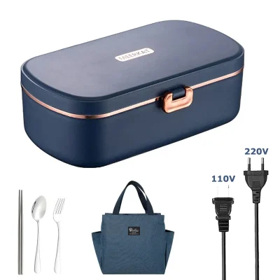 220V 110V Home Office School Electric Lunch Box Portable EU US Plug Food Warmer Container Heating Heater Stainless Steel 900ml 1