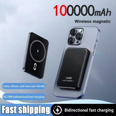 100000mAh Magsafe Charger Power Bank Thin and Light Portable Magnetic Wireless Fast Charging Power Bank Suitable for iPhone 1