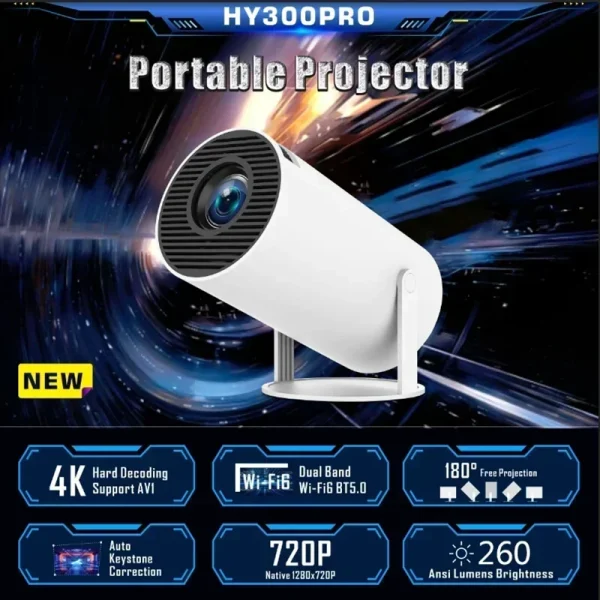 2024 new HY300 Pro plus Projector Android 4K 1280*720P Dual Wifi  Video  Portable Outdoor home hd led proyector cine en casa 3