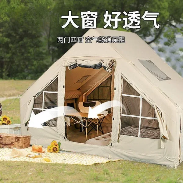 Inflatable tent outdoor camping rainproof, windproof and sun-proof portable tent-free inflatable mattress 4