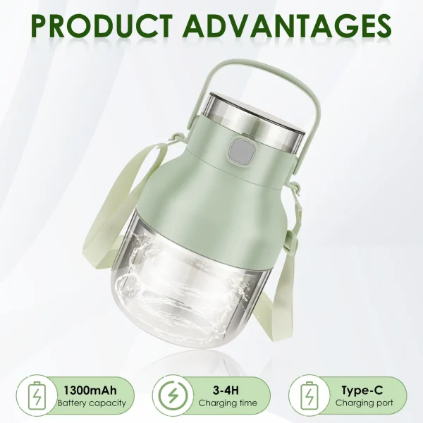 New Electric Portable Blender 1000ML Juicer Fruit Mixers USB Smoothie Juicer Cup w Straw Shoulder Strap Squeezer Juice Maker 6